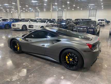 The 2017, gunmetal gray Ferrari 488 GTB that Zach Fusilier bought from Tactical Fleet.