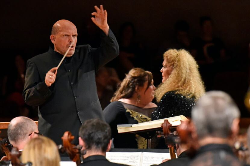Jaap Van Zweden conducting the Dallas Symphony Orchestra May 18 at the Meyerson Sympathy...