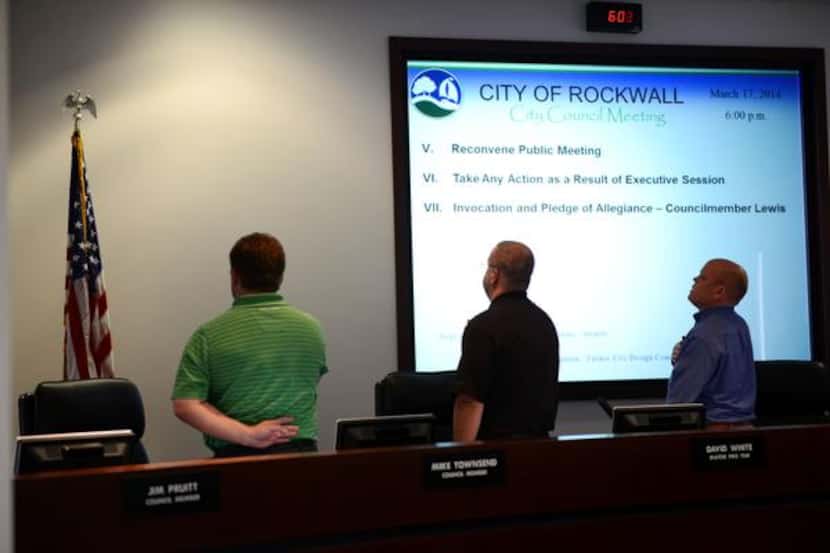 
 Council member Mike Townsend (from left), Mayor Pro Tem David White, and Rockwall Mayor...
