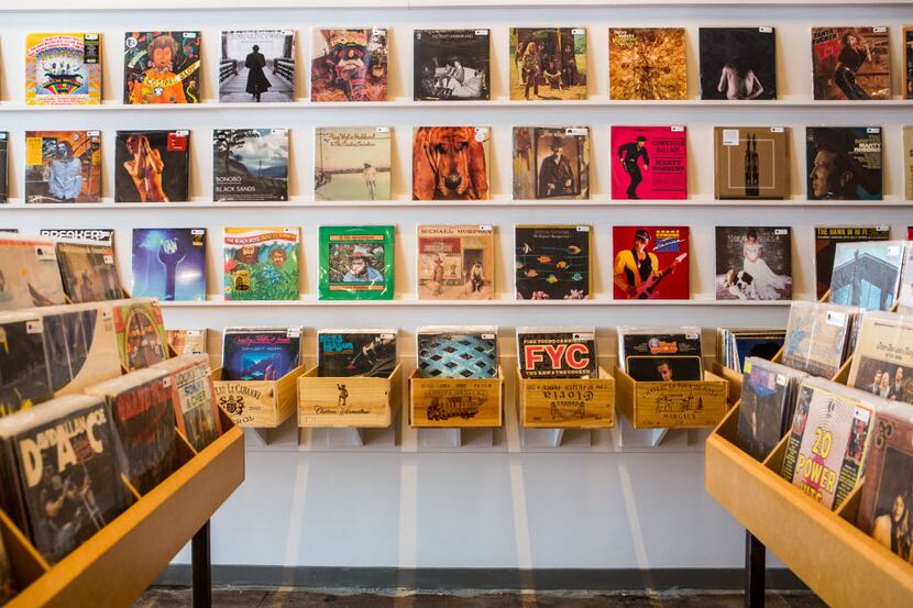 Vinyl albums for sale at Spinster Records in Oak Cliff 