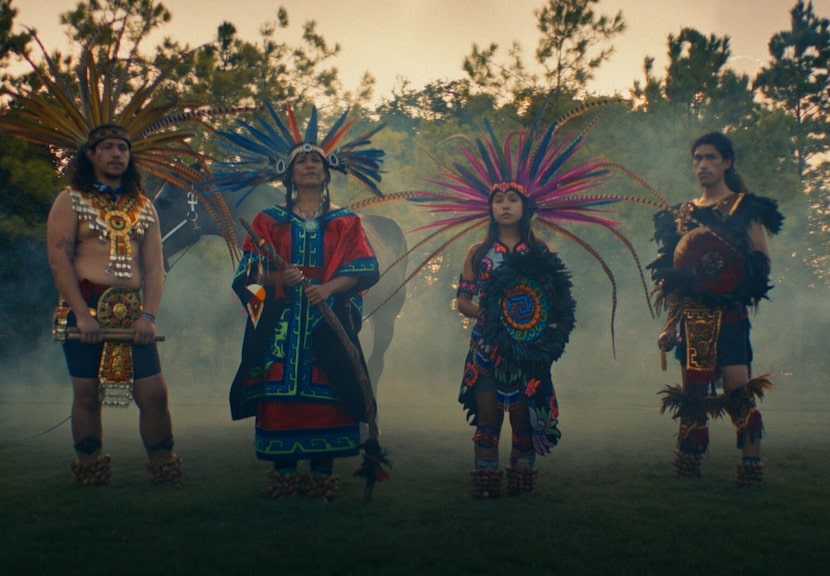 Rainflowa, second from left, and her family in Houston. Rainflowa founded the Calmecac Danza...