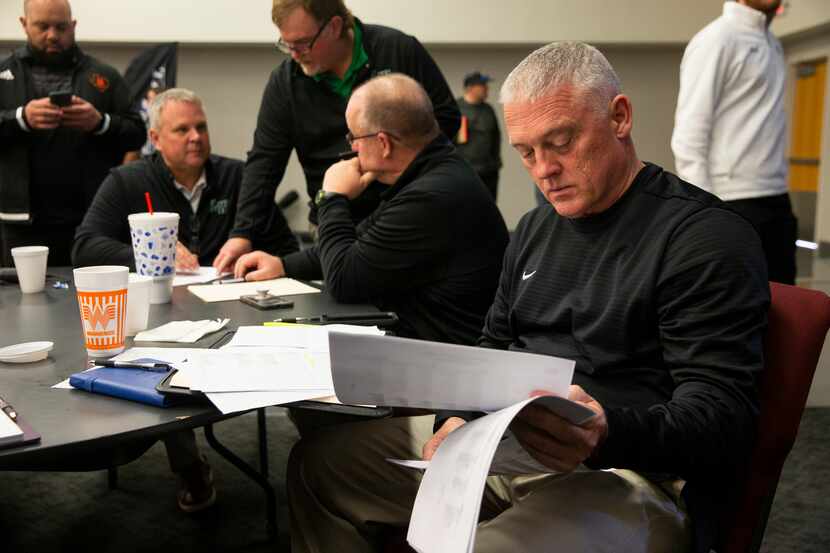 Argyle head coach Todd Rodgers looks over the UIL realignment at the Birdville Fine...