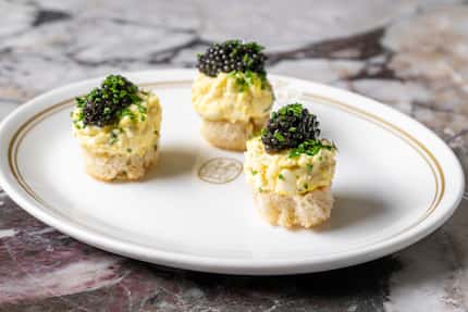 One of our favorite bites during a first look at Mister Charles was the $9 egg salad canapé....