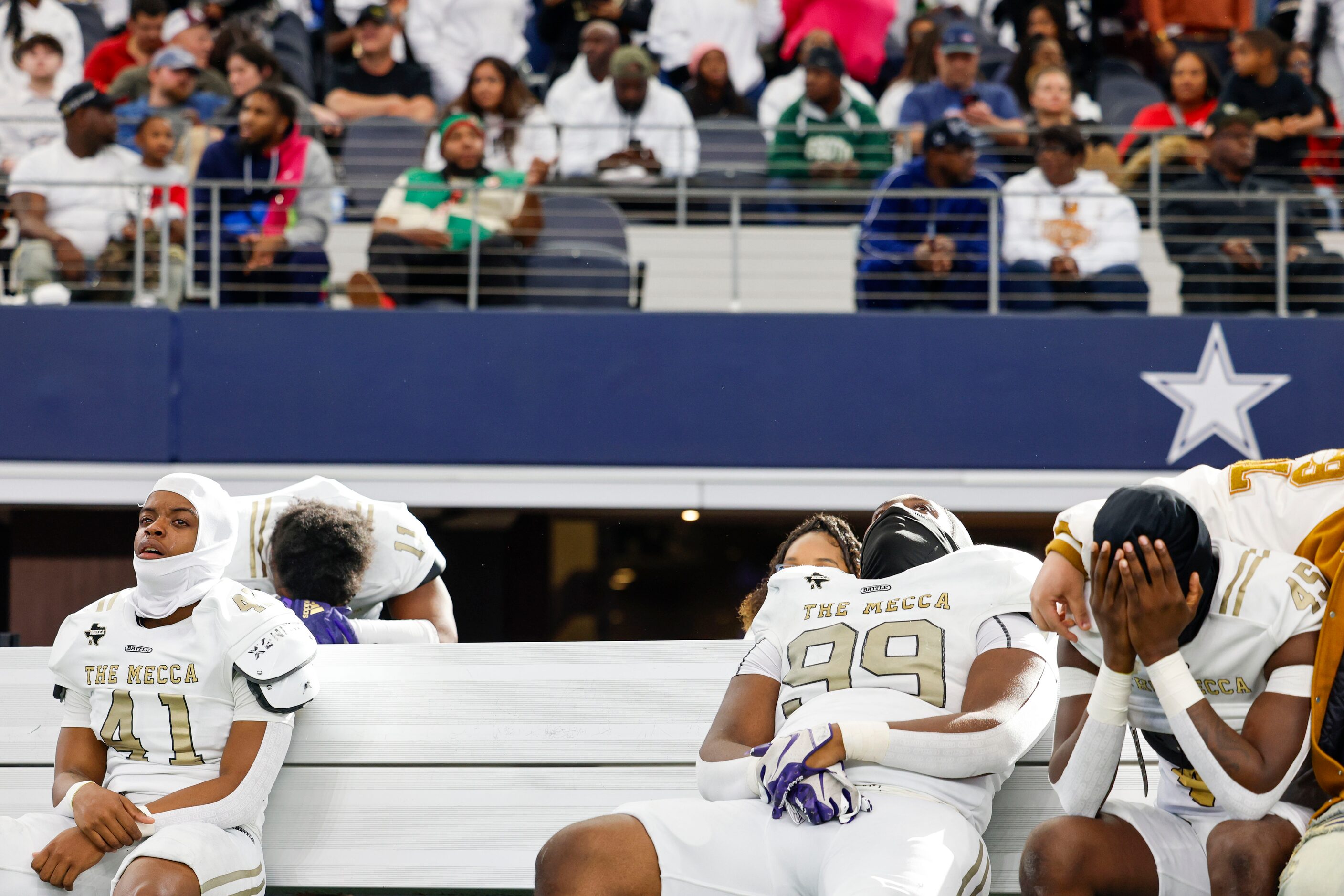 South Oak Cliff players Trevante Robertson (left), Brandon Jackson (center) and Kelan Durant...