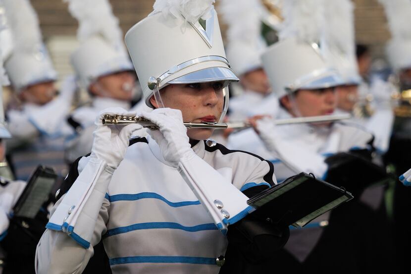 The Guyer High School marching band performs Sept. 15 in Denton.