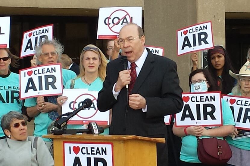 Dr. Robert Haley of Dallas speaks at a news conference outside a hearing on an Environmental...