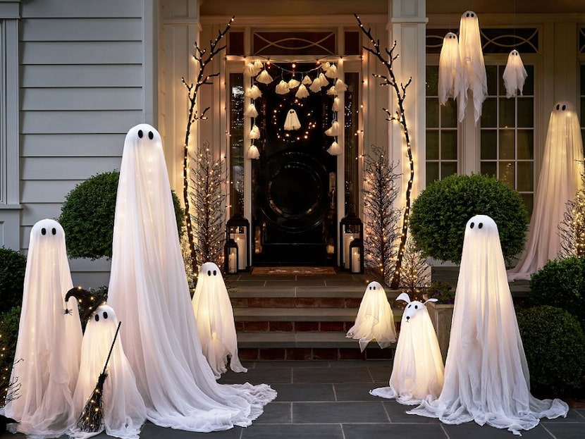 Ghost decor on a porch