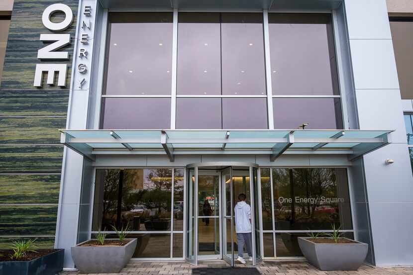 Entrance to One Energy Square after a $50 million makeover of the office campus in Dallas....