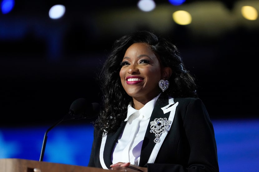 Rep. Jasmine Crockett, D-Texas, spoke during the Democratic National Convention on Aug. 19...