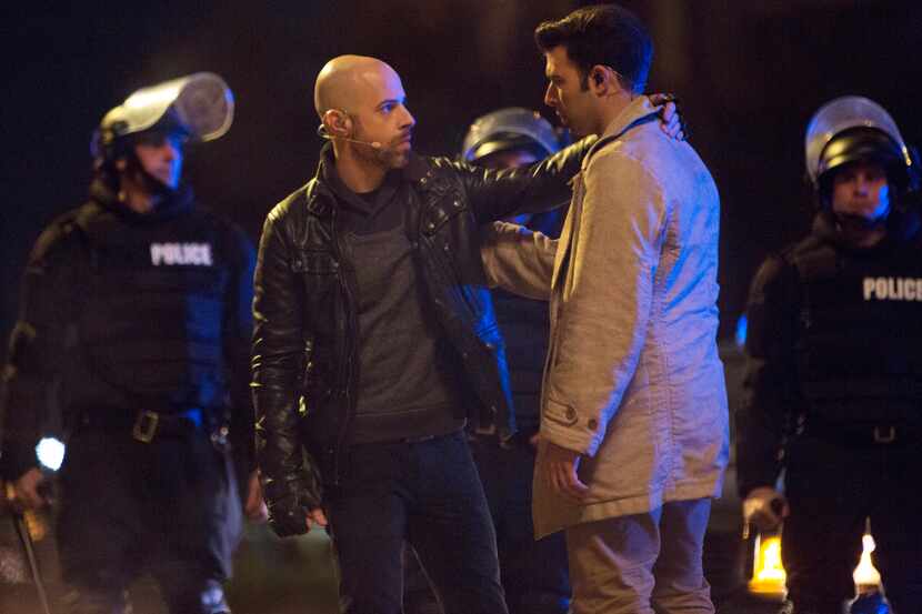 Chris Daughtry plays Judas and Jencarlos Canela plays Jesus in "The Passion," a two-hour...