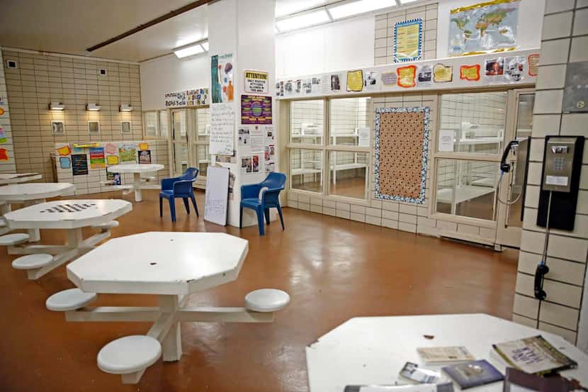 
A classroom for juvenile inmates is in what is usually a common area at Lew Sterrett...