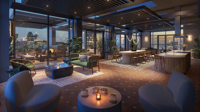 A rendering of the top floor conservatory at the new Maple Terrace apartment tower, which...