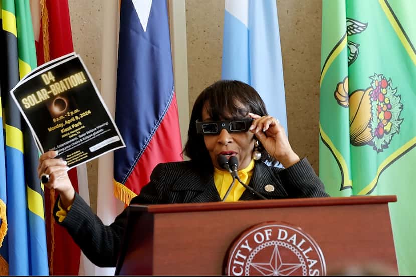 Dallas Deputy Mayor Pro Tem Carolyn King Arnold speaks during a news conference at City...