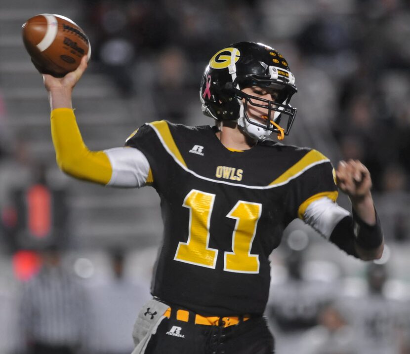 Garland senior quarterback Seth Russell (11) passes against Berkner during a Class 5A...