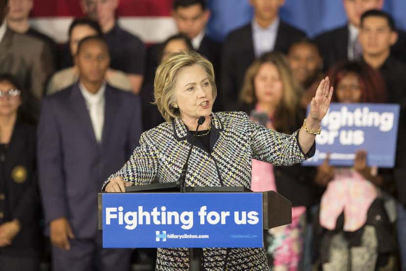  Democratic presidential candidate Hillary Clinton spoke at Mountain View College in Dallas...