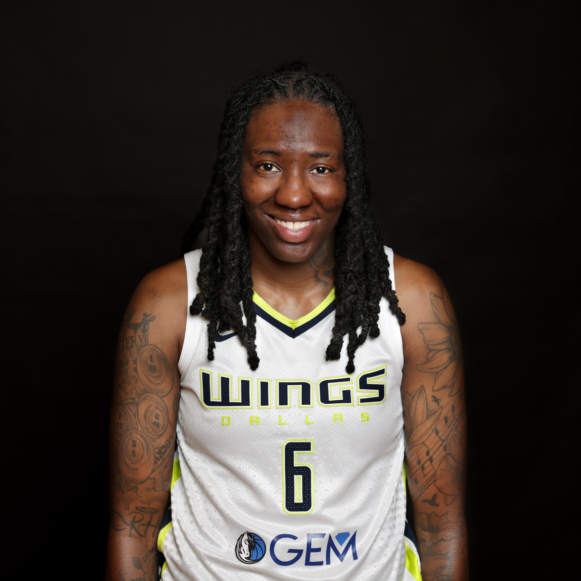 #6 Natasha Howard with The Dallas Wings poses for a photograph at College Park Center in...