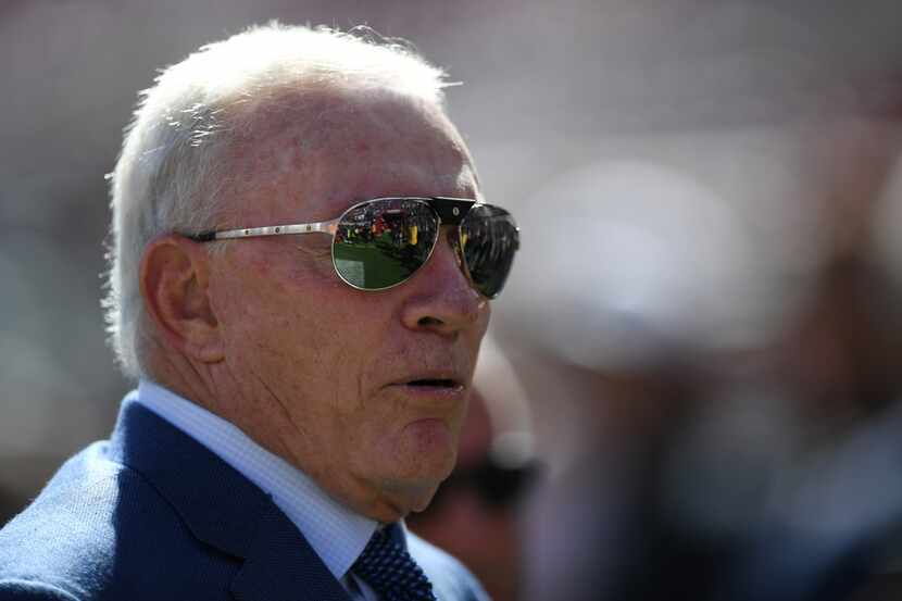 SANTA CLARA, CA - OCTOBER 22:  Dallas Cowboys owner Jerry Jones stands on the field prior to...