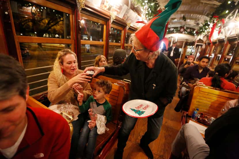 During the M-Line Trolley Holiday Express, view lights and decorations from the trolley...