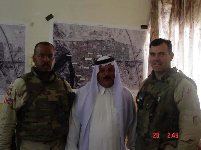Vaught and one of his staff sergeants met with a tribal leader in Fallujah in 2003.