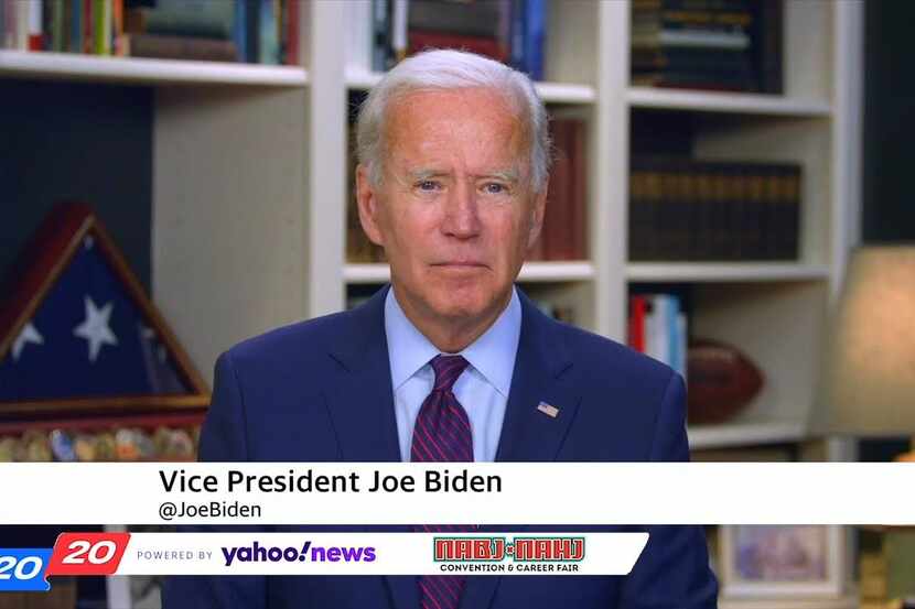Vice President Joe Biden is interviewed via video conference on August 5, 2020.