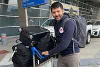 Dr. Mahmoud Sabha leaves Dallas Fort Worth International Airport for medical aid mission to...