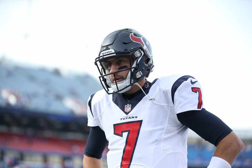 ORCHARD PARK, NY - DECEMBER 06:  Brian Hoyer #7 of the Houston Texans walks off the field...