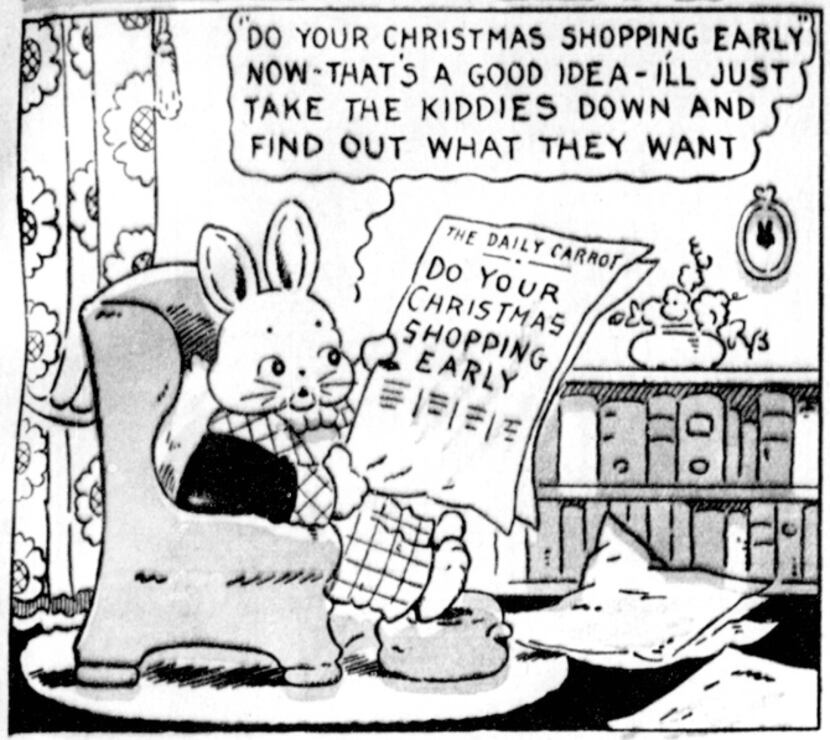 Even beloved Peter Rabbit was in on the promotion of early shopping in a 1922 cartoon.