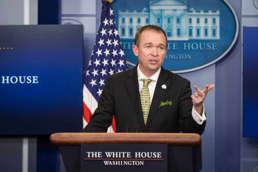 Mick Mulvaney, the White House budget director, speaks about President Donald Trump's $1.1...