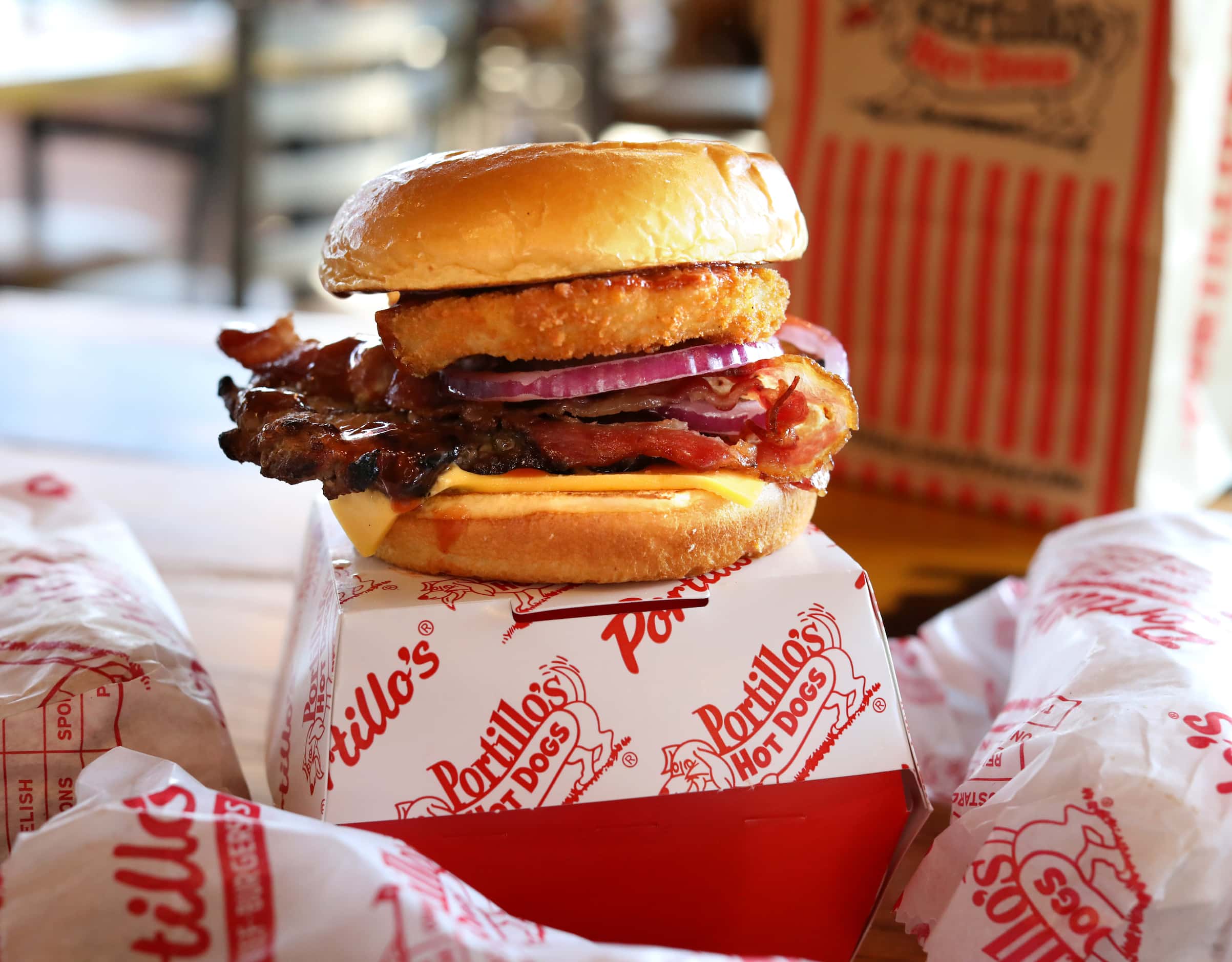 The Rodeo Burger is one of the menu items at Portillo's in Allen.
