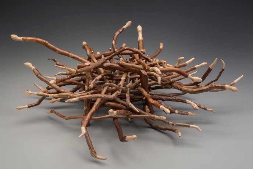 
Step Away from the Box (2013), made of crepe myrtle limbs. 7.75 H x 22 W x 19.5 D inches....