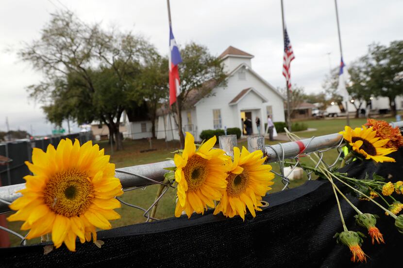 Mourners entered the Sutherland Springs First Baptist Church to view a memorial Nov. 12.