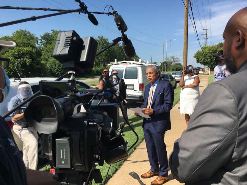 Dallas ISD Superintendent Michael Hinojosa addressed reporters July 14 while DISD trustee...
