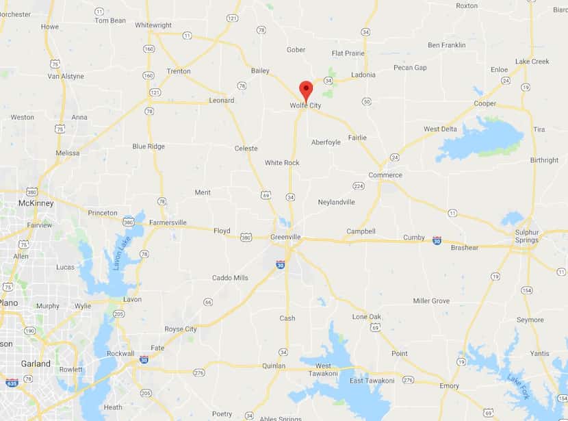 Wolfe City, which is in Hunt County, is about 40 miles northeast of McKinney.