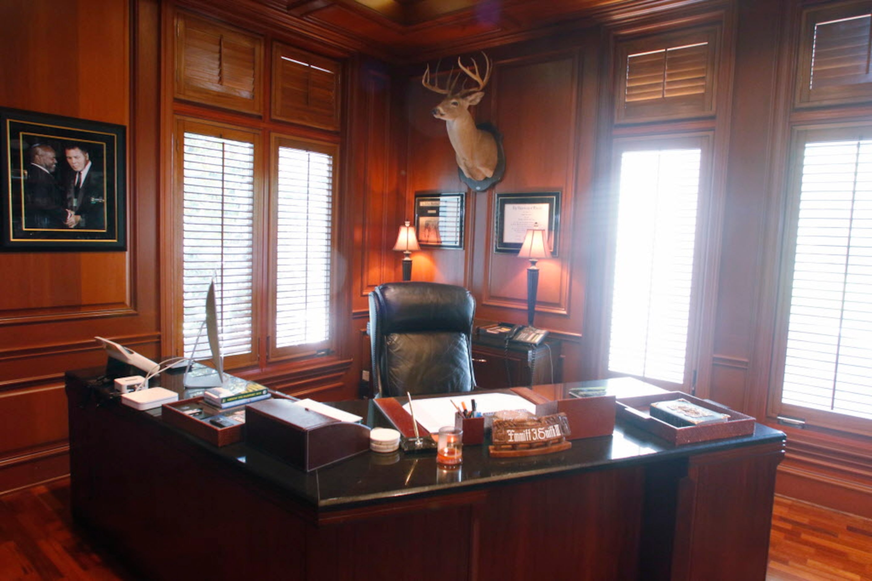 Former Dallas Cowboys running back Emmitt Smiths home office in Dallas, Texas on Wednesday,...