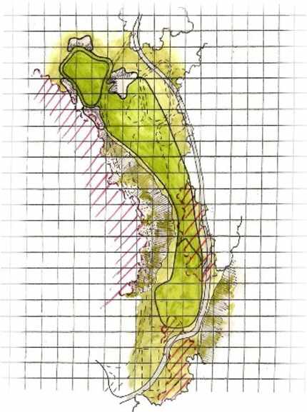 The architectural drawing of the eighth hole at Colonial Country Club in Fort Worth is...
