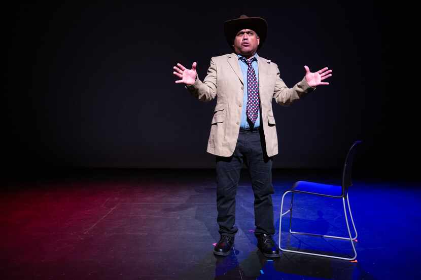 Adrian Villegas performs a variety of characters in his one-man comedy show “Barrio Daze” at...