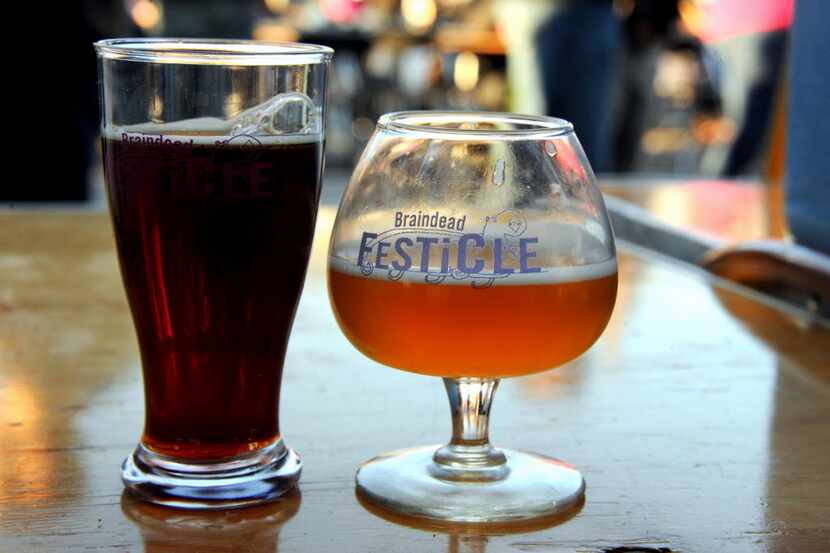 Deschutes Brewery serves craft beer at BrainDead Beer Festicle on November 21, 2015. 