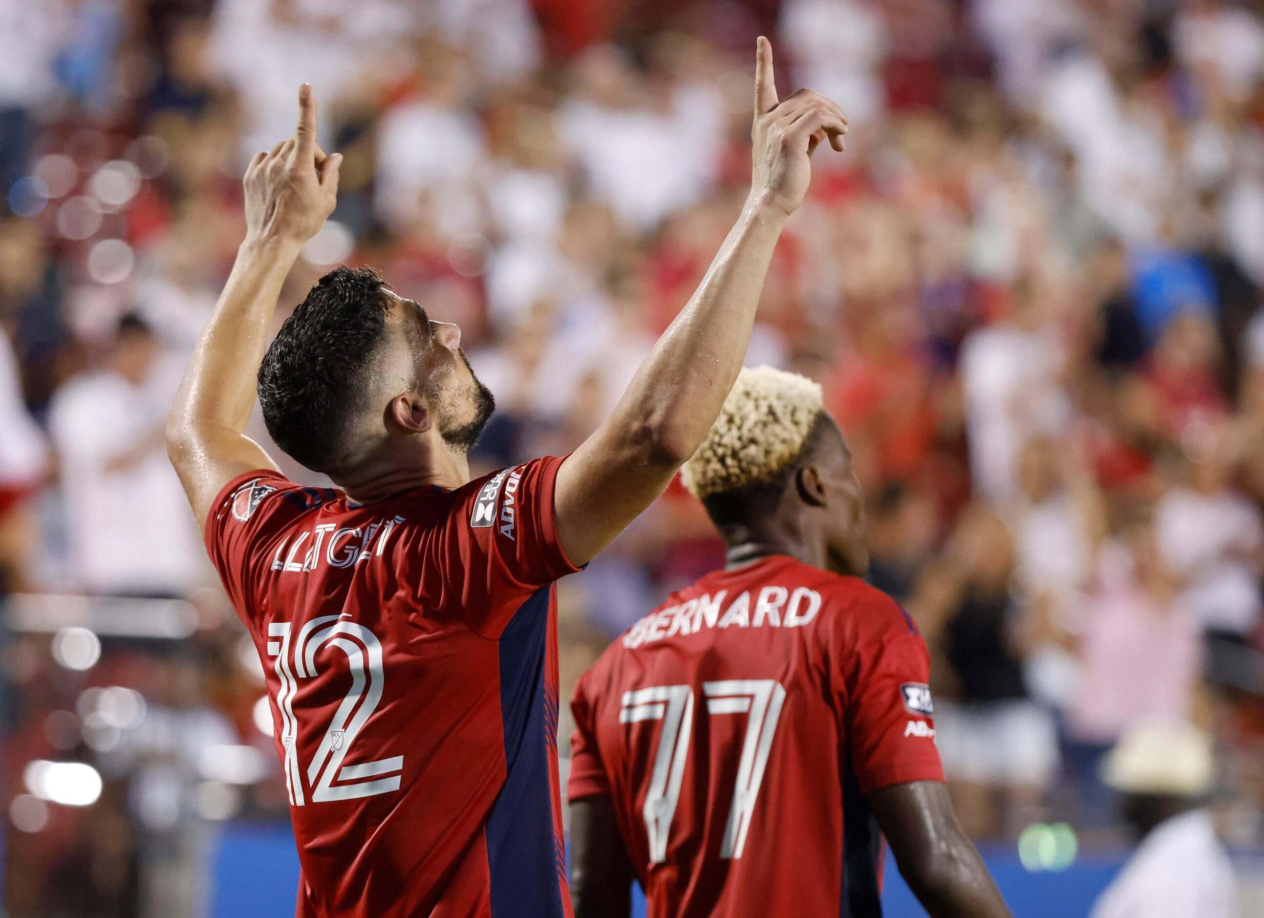 FC Dallas midfielder Sebastian Lletget (12) celebrates his second half goal against the...