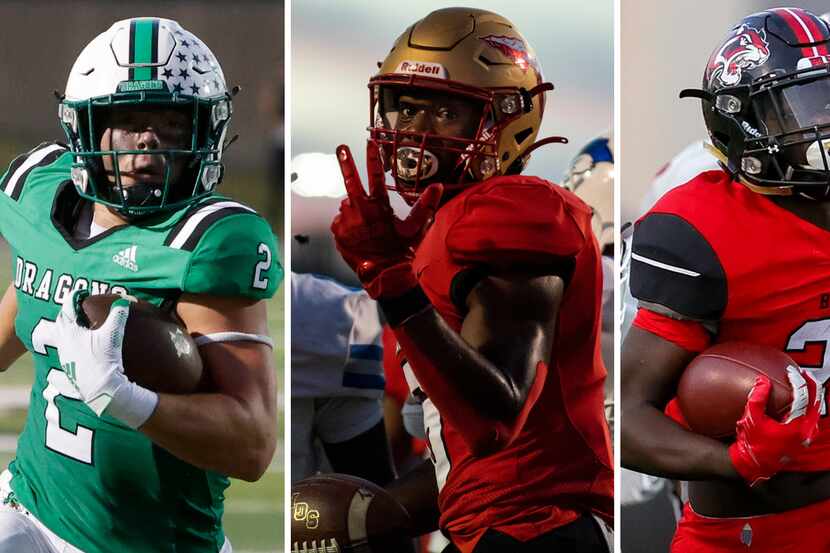 From left to right: Southlake Carroll's Owen Allen, South Grand Prairie's AJ Newberry, and...