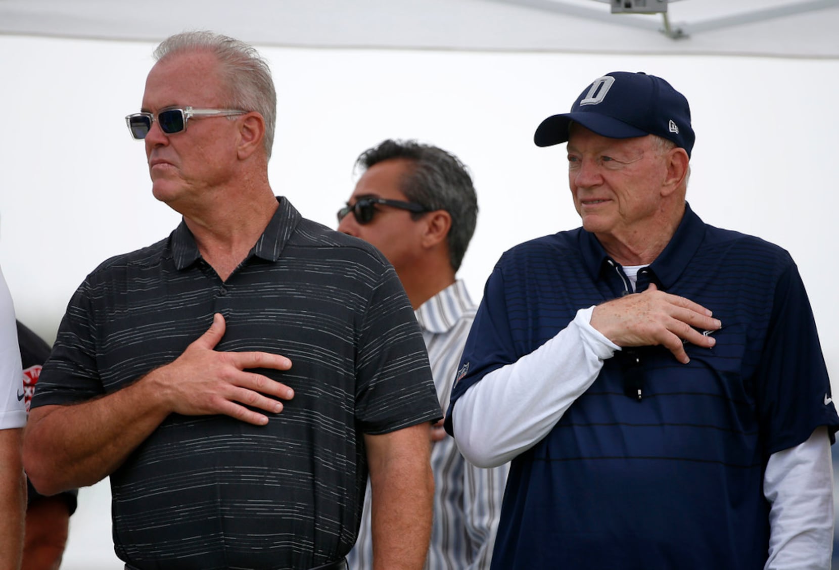 Jerry Jones refuses to comment after wearing a hat during the national  anthem