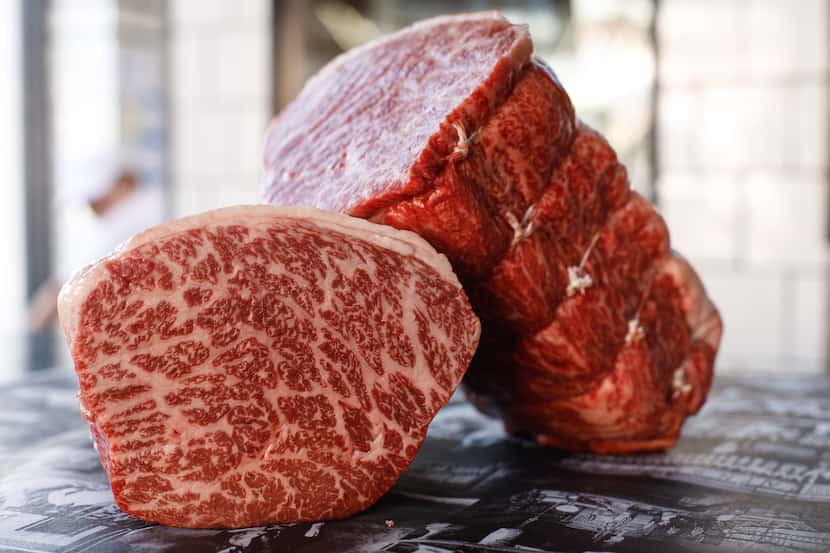 Australian Blackmore Wagyu beef roasts in the butcher shop at Gwen, Curtis Stone's...
