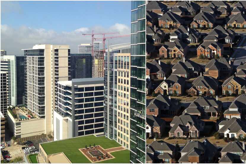The urban Uptown Dallas vs. suburban Frisco landscapes observed side-by-side. 