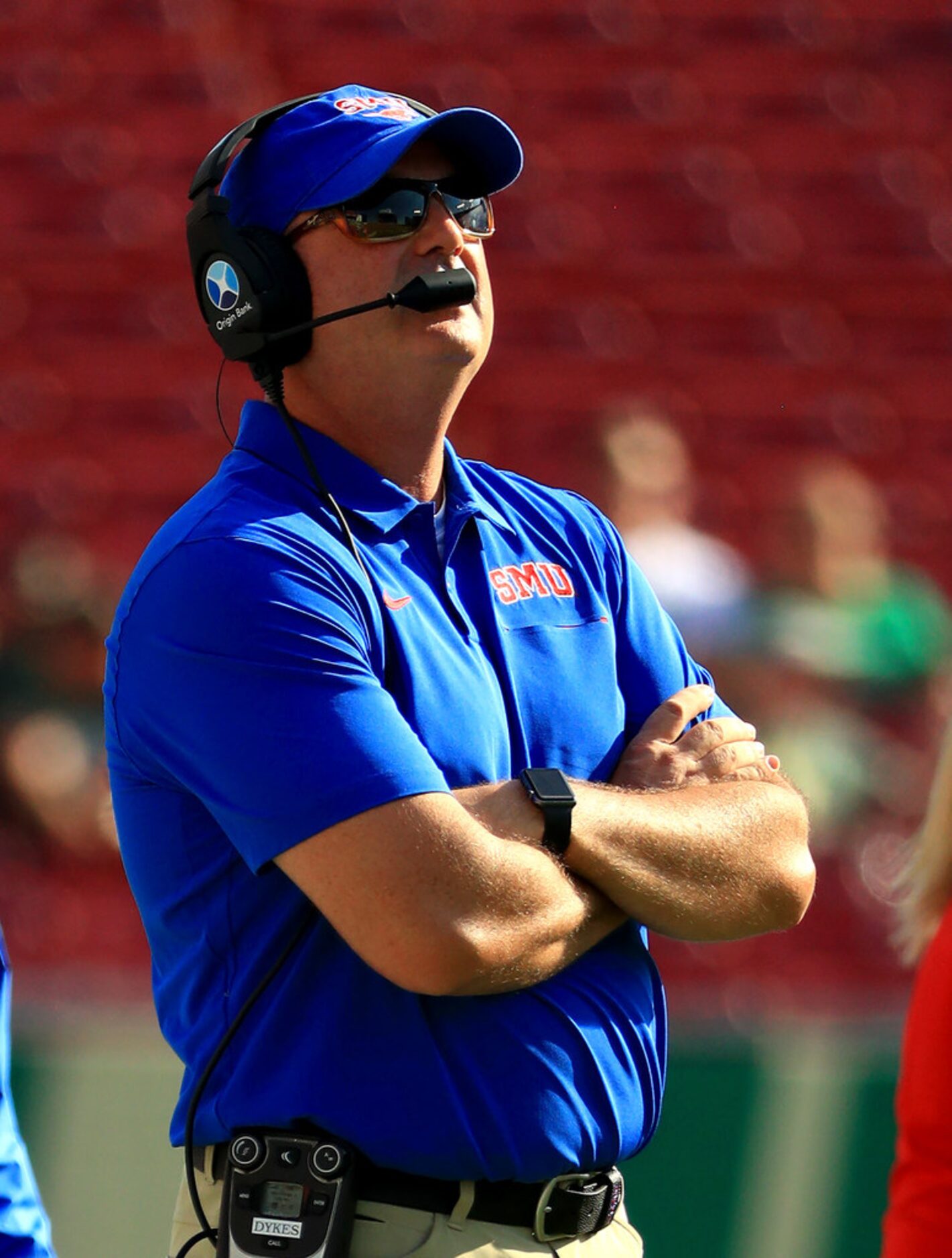 TAMPA, FLORIDA - SEPTEMBER 28: Head coach Sonny Dykes of the Southern Methodist Mustangs ...