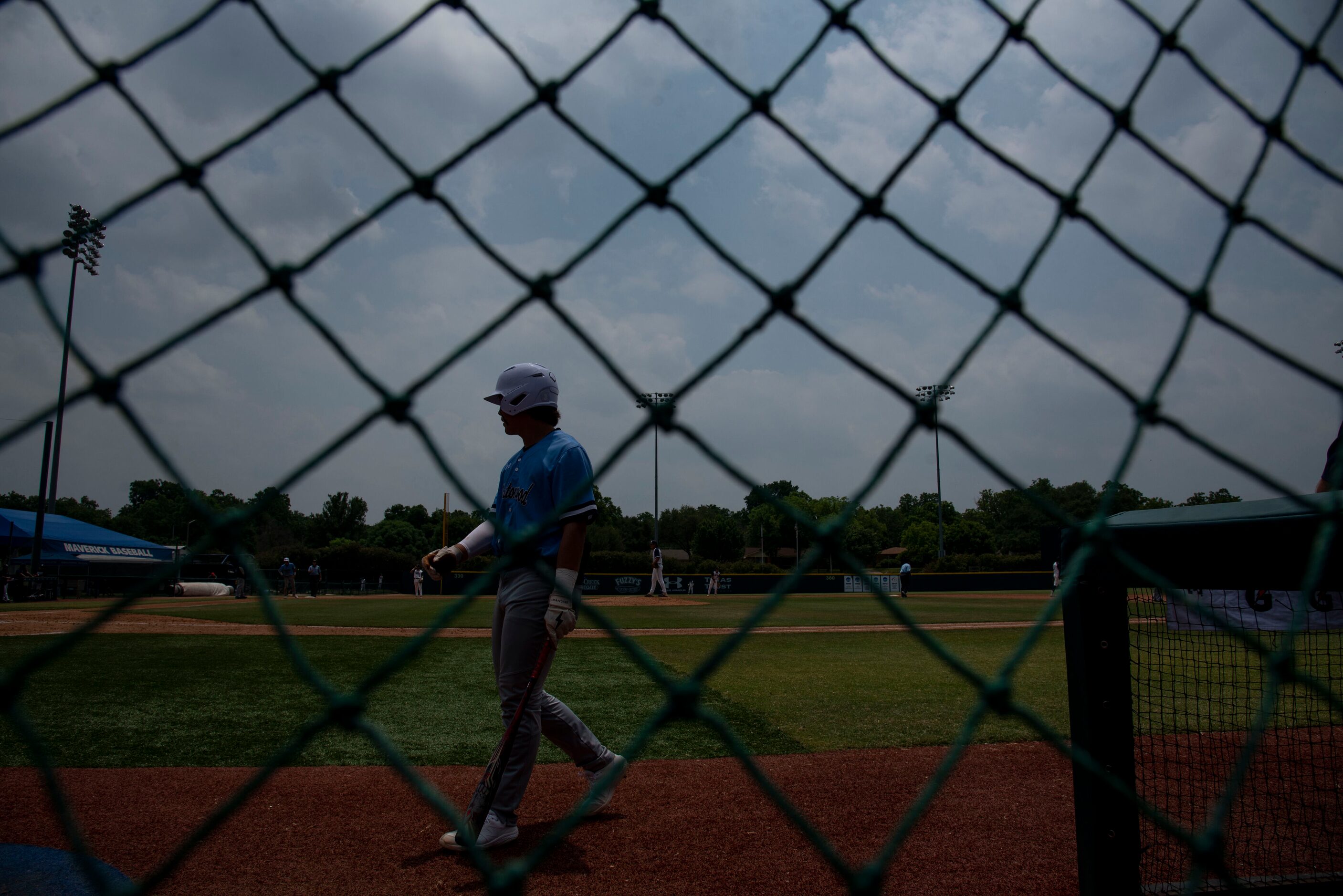 Prestonwood junior Derek Eusebio (3) walks into the on-deck circle before batting during the...