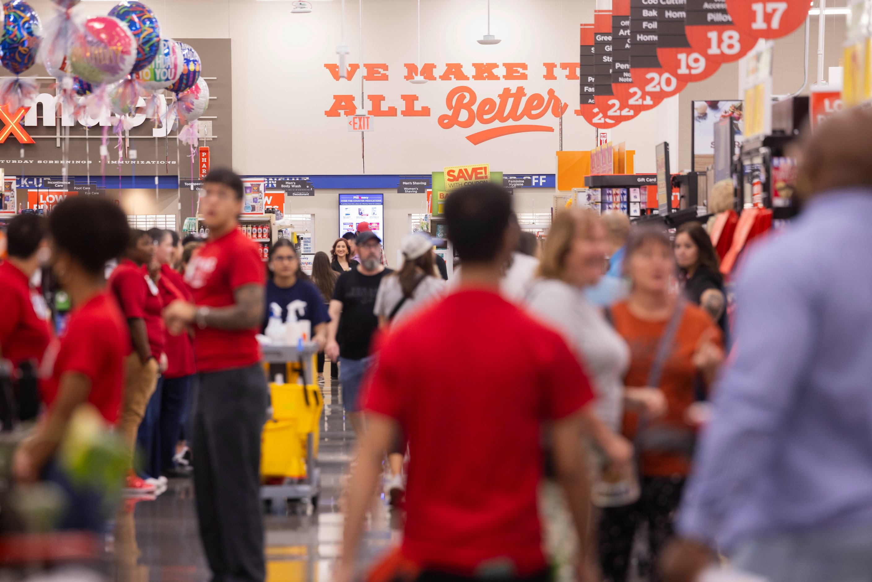 Customers shop during the grand opening of the H-E-B store in Allen on Wednesday, Oct. 4,...