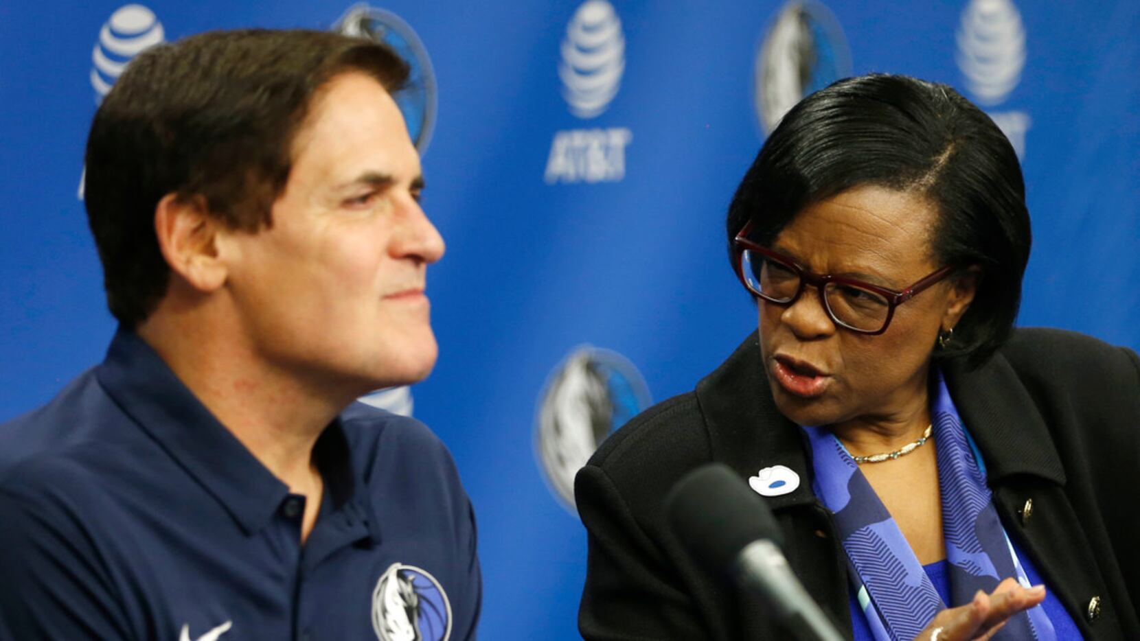 Dallas Mavericks interim CEO Cynthia Marshall advises Dallas Mavericks owner Mark Cuban on...
