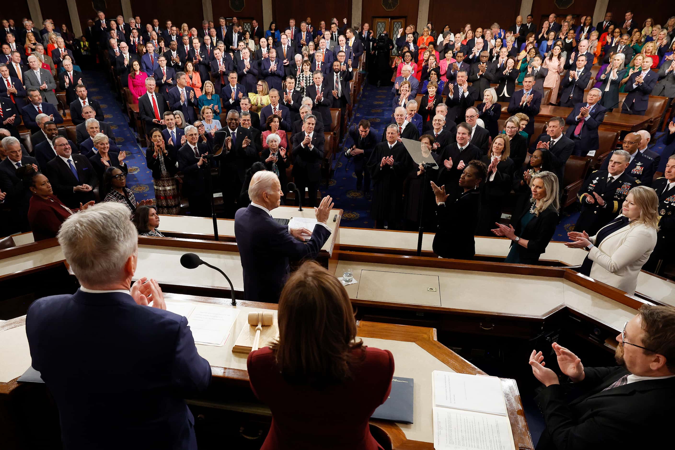 President Joe Biden arrives to deliver his State of the Union speech to a joint session of...