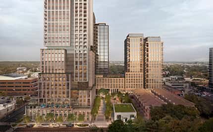 A 2022 rendering of the three-tower Knox Promenade development