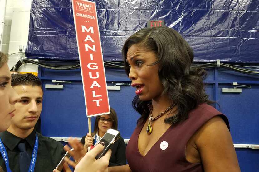 Omarosa Manigault, former contestant on The Apprentice, spins for Donald Trump at the...