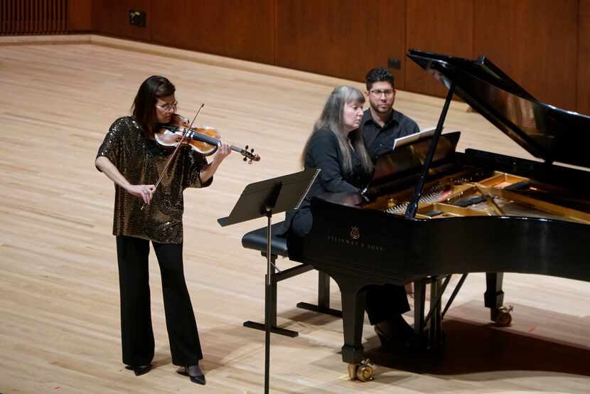 Violinist Maria Schleuning and pianist Liudmila Georgievskaya perform in a Voices of Change...